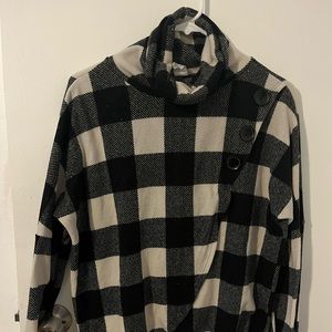 Buffalo Plaid Cowl Neck Sweater